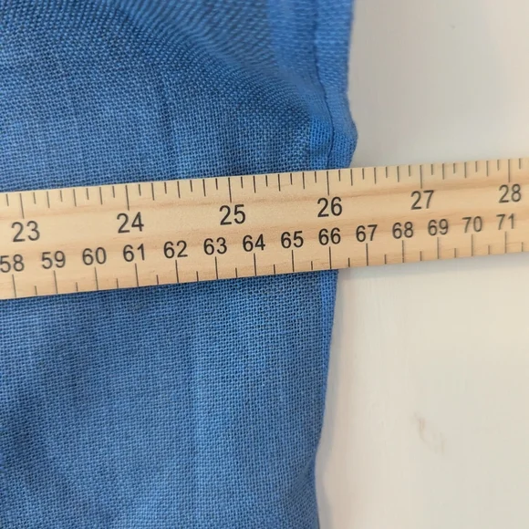 💙 Linen Blue 2X Women's Dress Kaftan Embroidery Side Slit Handmade By H - Picture 7 of 10